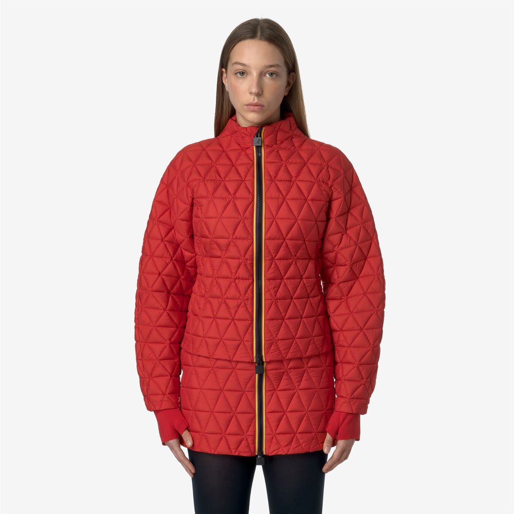 Dark Red Women's Quilted Short Jacket with Water-Resistant Finish 02