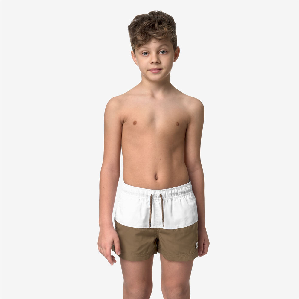 Grey white Boys' Classic Swim Trunks with Quick-Dry Fabric 02