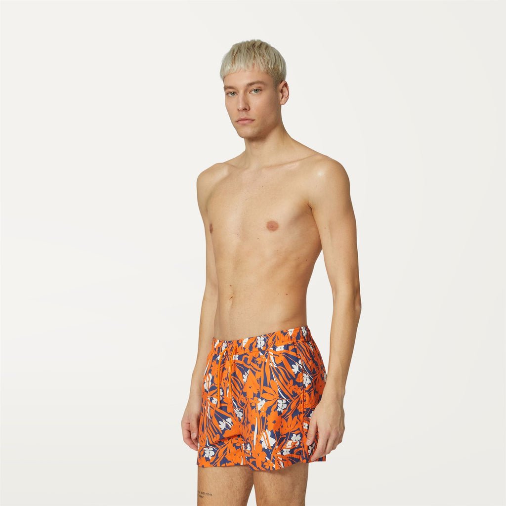 Bathing Suits_MAN_AIRY GRAPHIC_Swimming Trunks_Flowers Blue Orange - Commercial 5