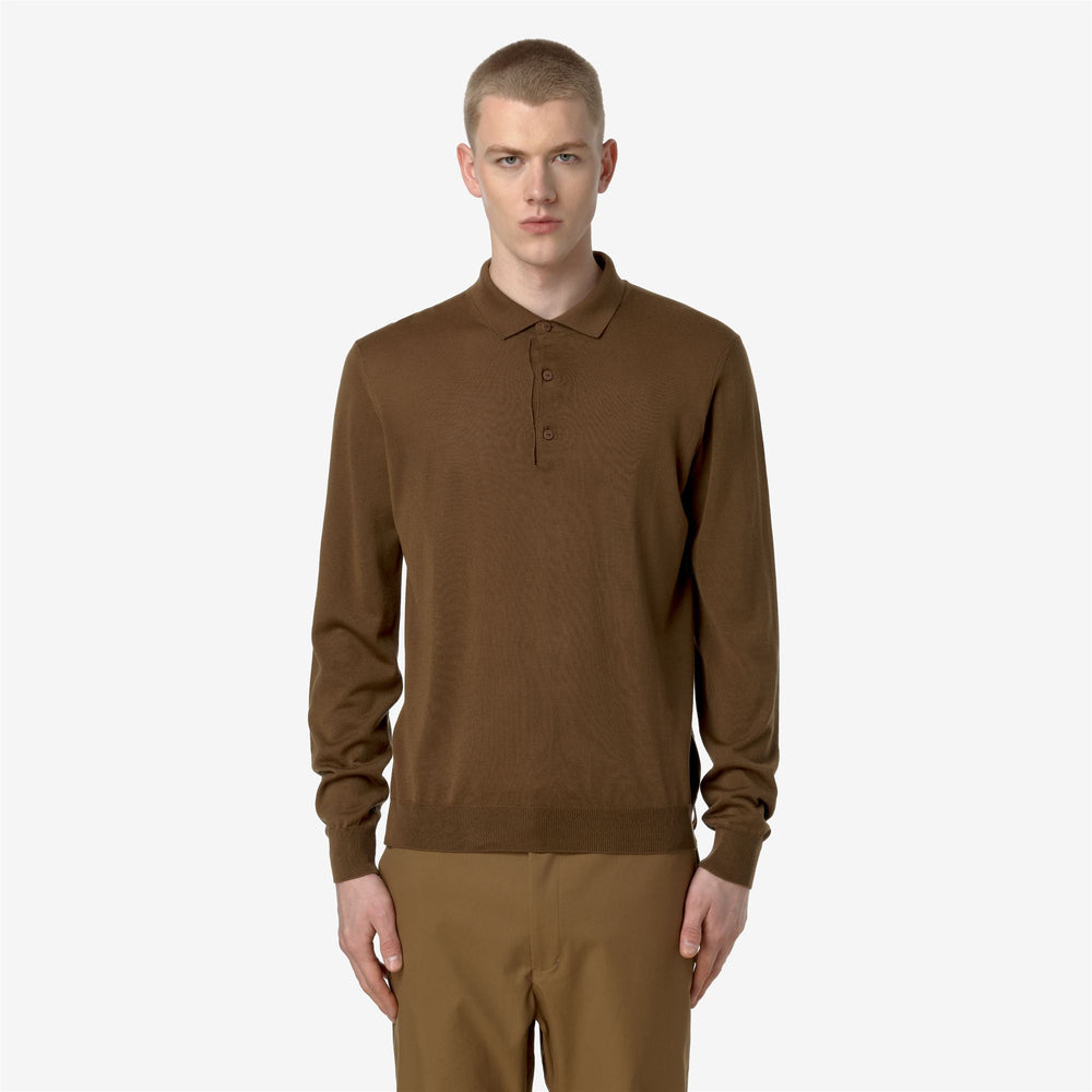 Toffee Brown Men's Merino Wool Knit Pullover Sweater 02