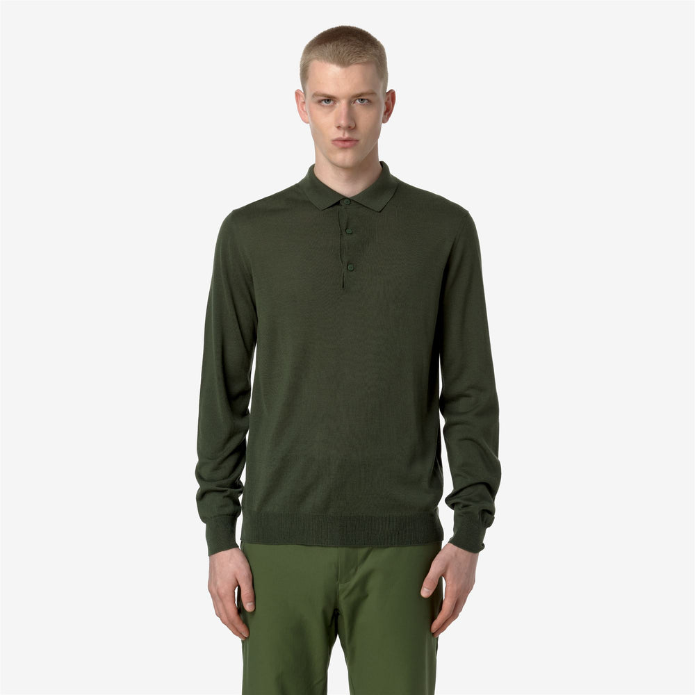 Forest Green Men's Merino Wool Knit Pullover Sweater 02