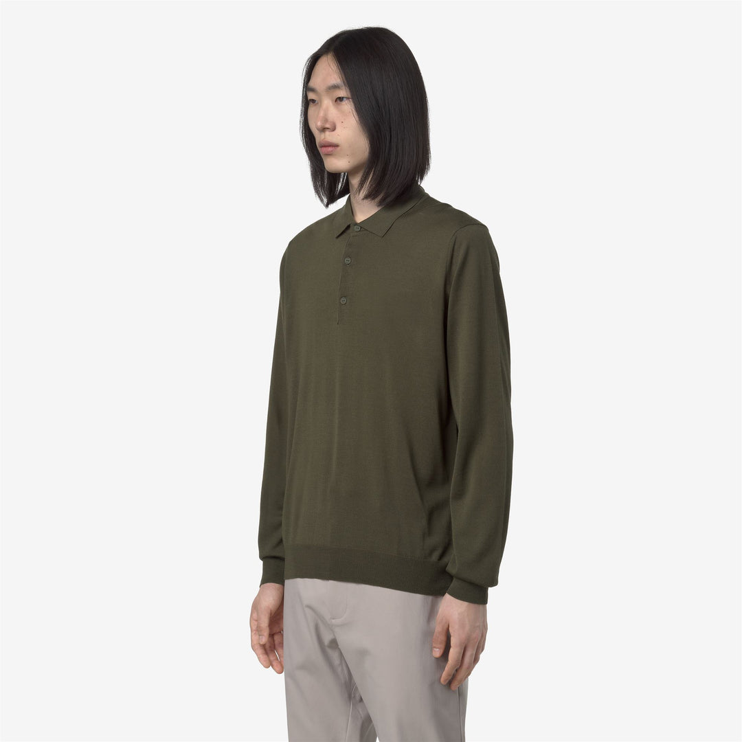 Maglione pullover in lana merino verde da uomo main
