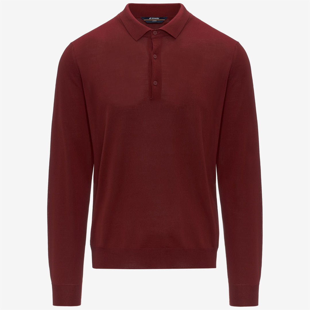 Red Men's Merino Wool Blend Pullover Knitwear with Polo Collar 01