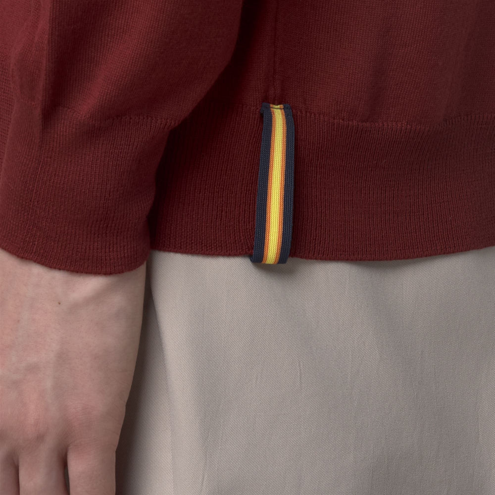 Red Men's Merino Wool Blend Pullover Knitwear with Polo Collar 02