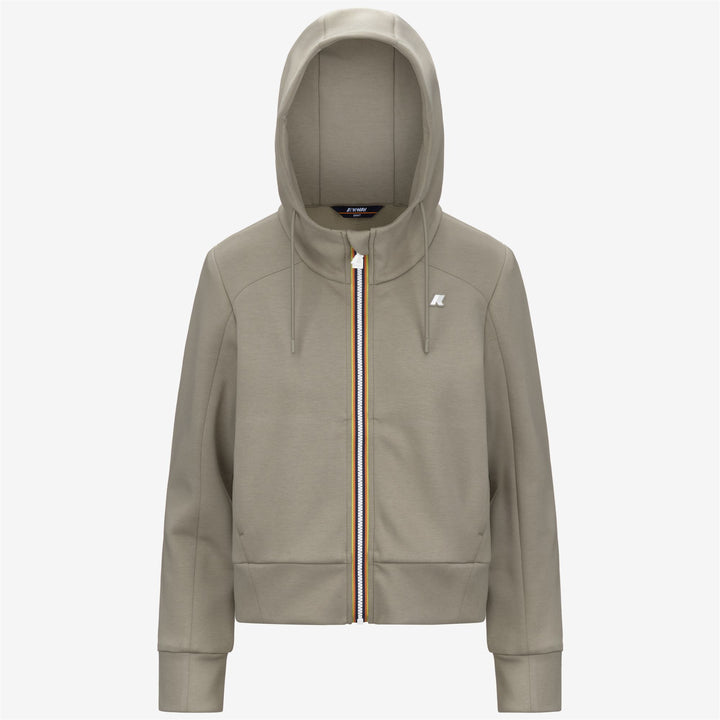 Giacca sportiva corta in pile verde da donna con cappuccio 1