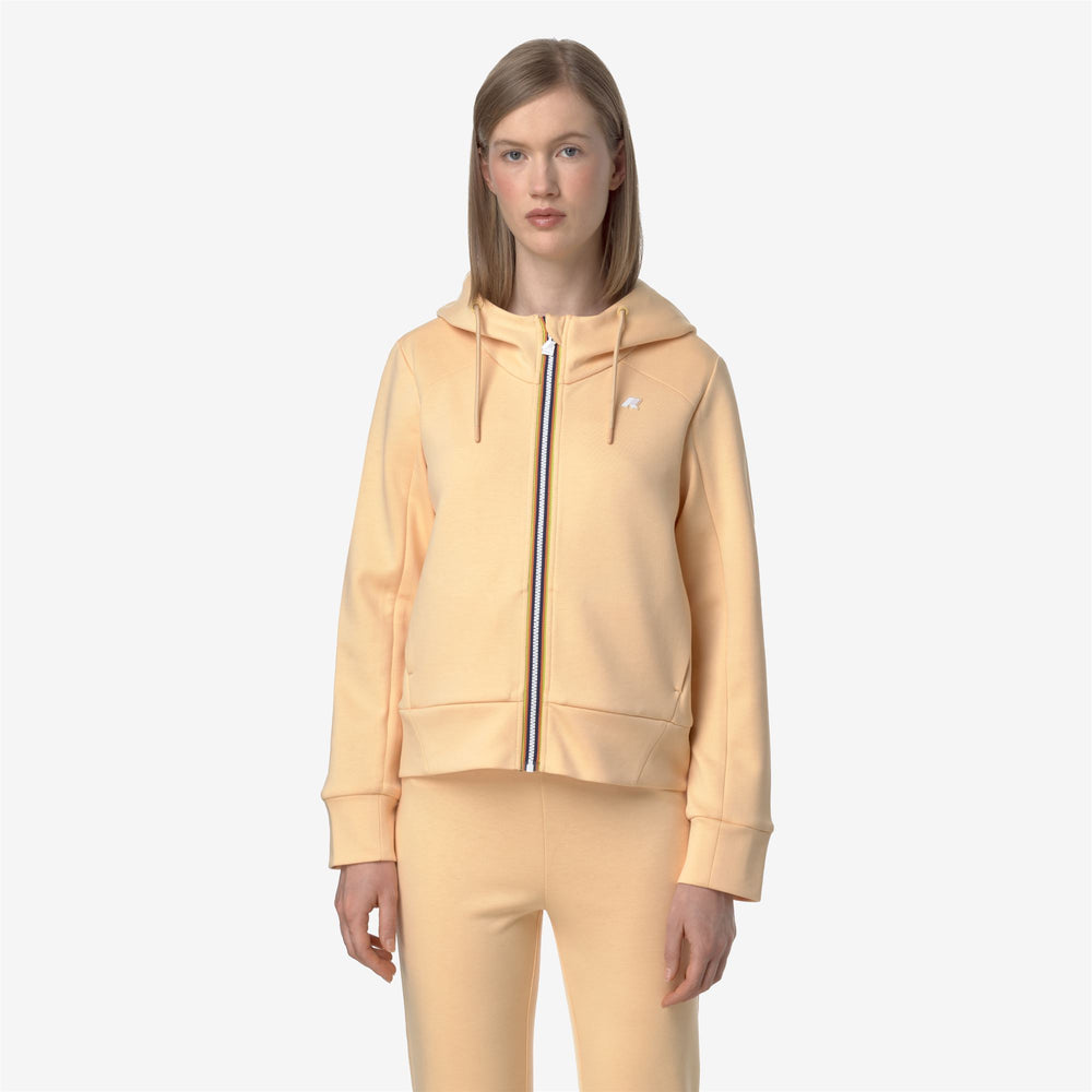 Beige Orange Women's Fleece Jacket for Warm Athleisure Wear 02