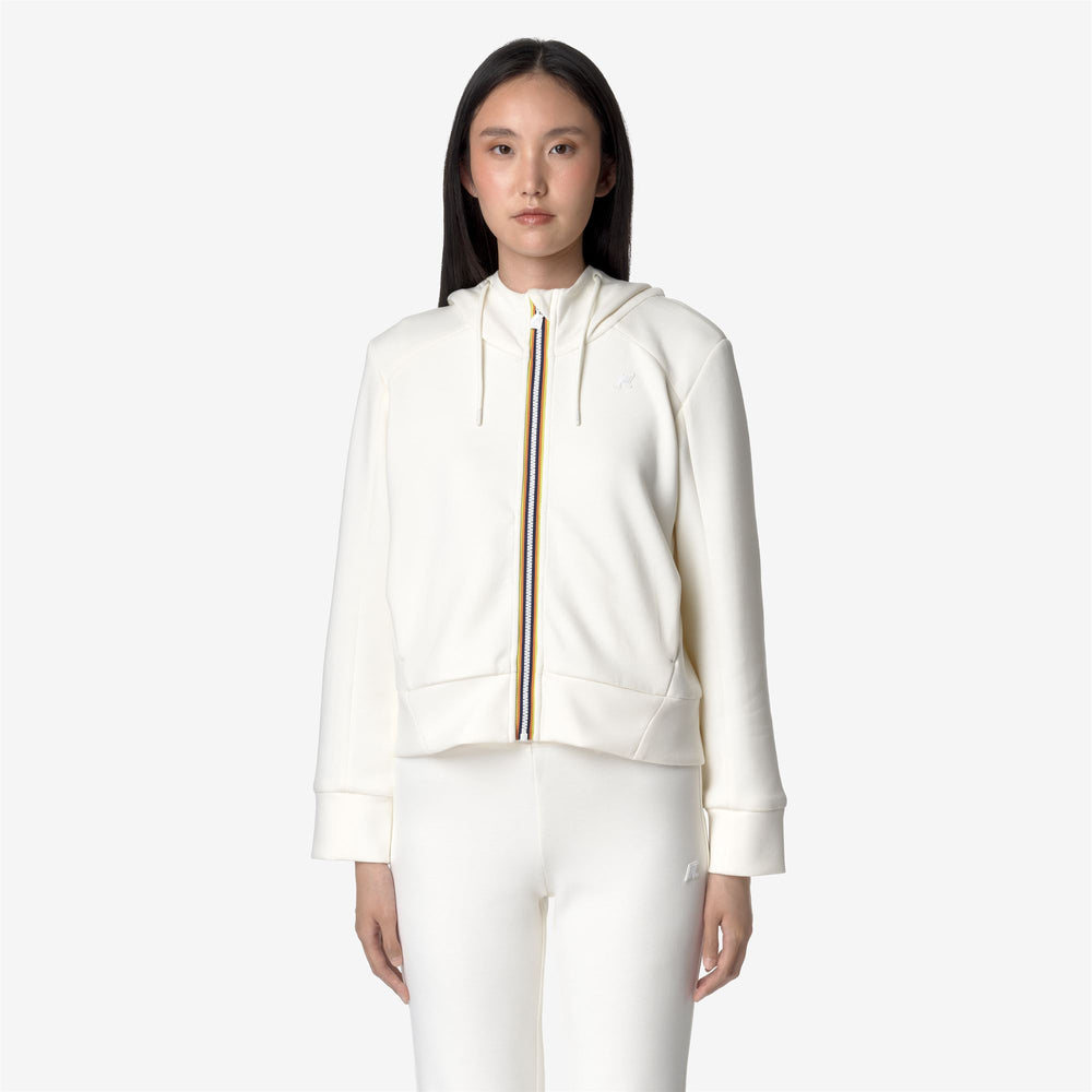 Grey white Women's Fleece Jacket with Adjustable Hood and Pockets 02