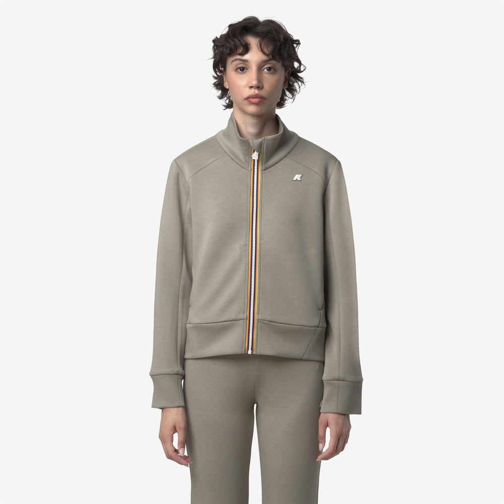 Giacca sportiva corta in pile verde da donna con cerniera 02