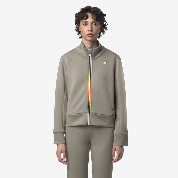 Chaqueta deportiva corta de polar verde para mujer con cremallera 3