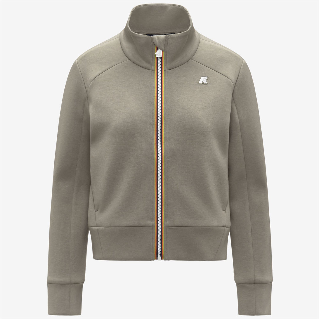 Green Women's Cropped Fleece Sports Jacket with Zipper 01