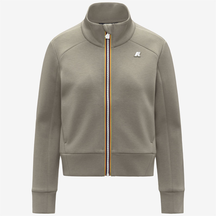 Chaqueta deportiva corta de polar verde para mujer con cremallera 1