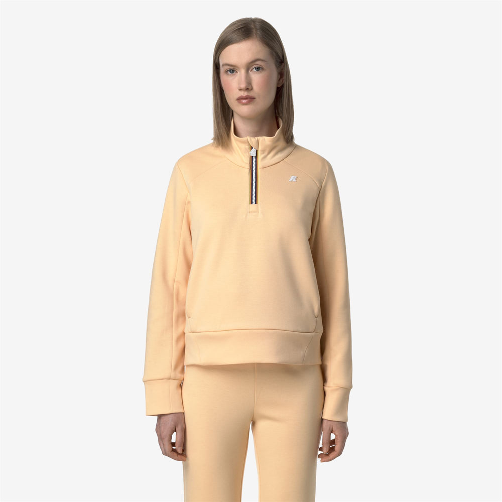 Beige Orange Women's Cropped Fleece Jumper for Leisure and Sports 02