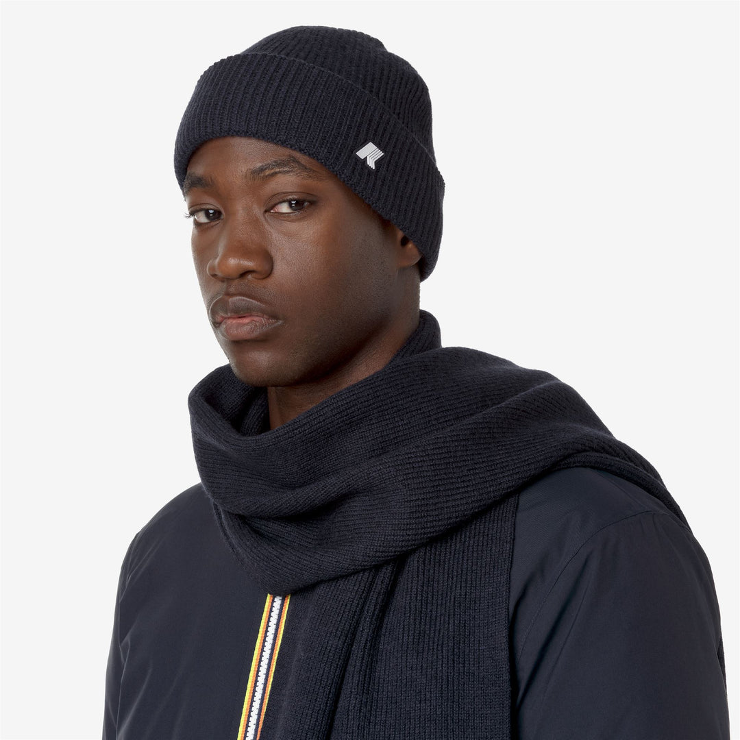 Melange Blue Unisex Wool Winter Beanie with K-Way Logo 01