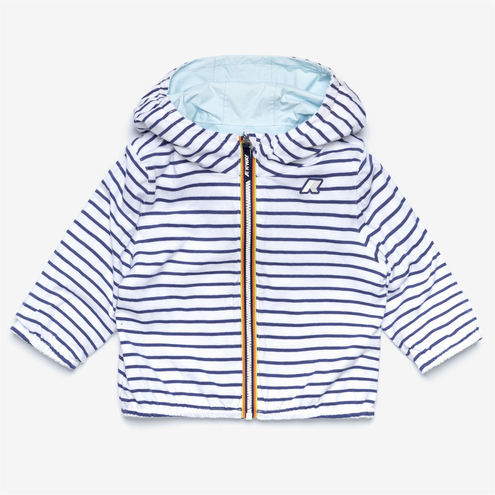 Blue Striped Unisex Kids Reversible Short Jacket for City Wear 02