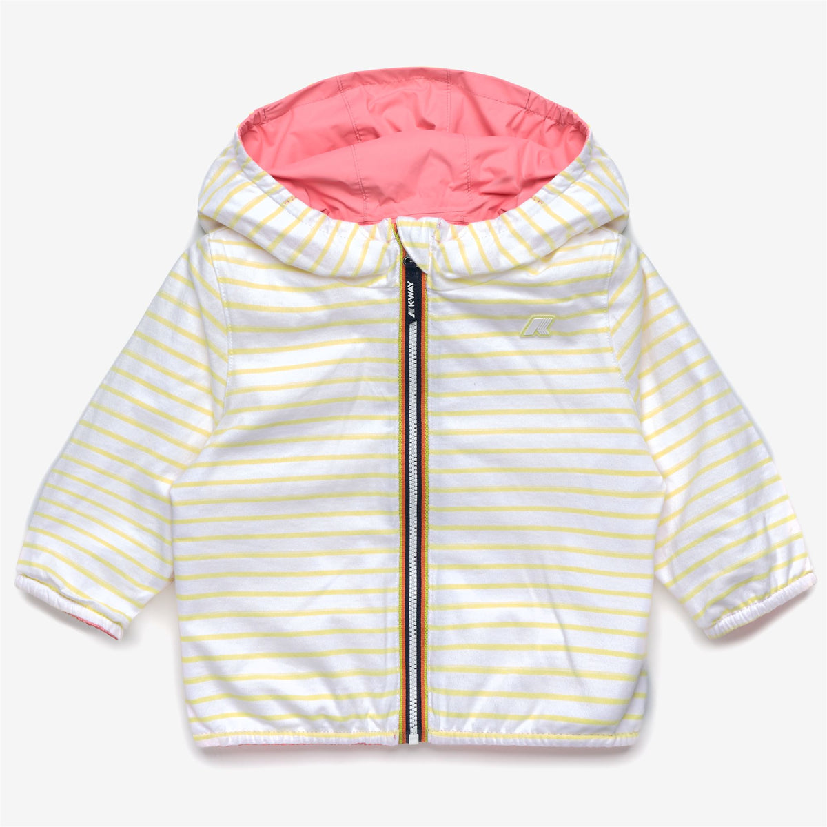 Jackets_Kid unisex_E. JAKE PLUS.2 JERSEY DOUBLE_Short_Pink Geranium - White - Yellow Lime - Commercial 2