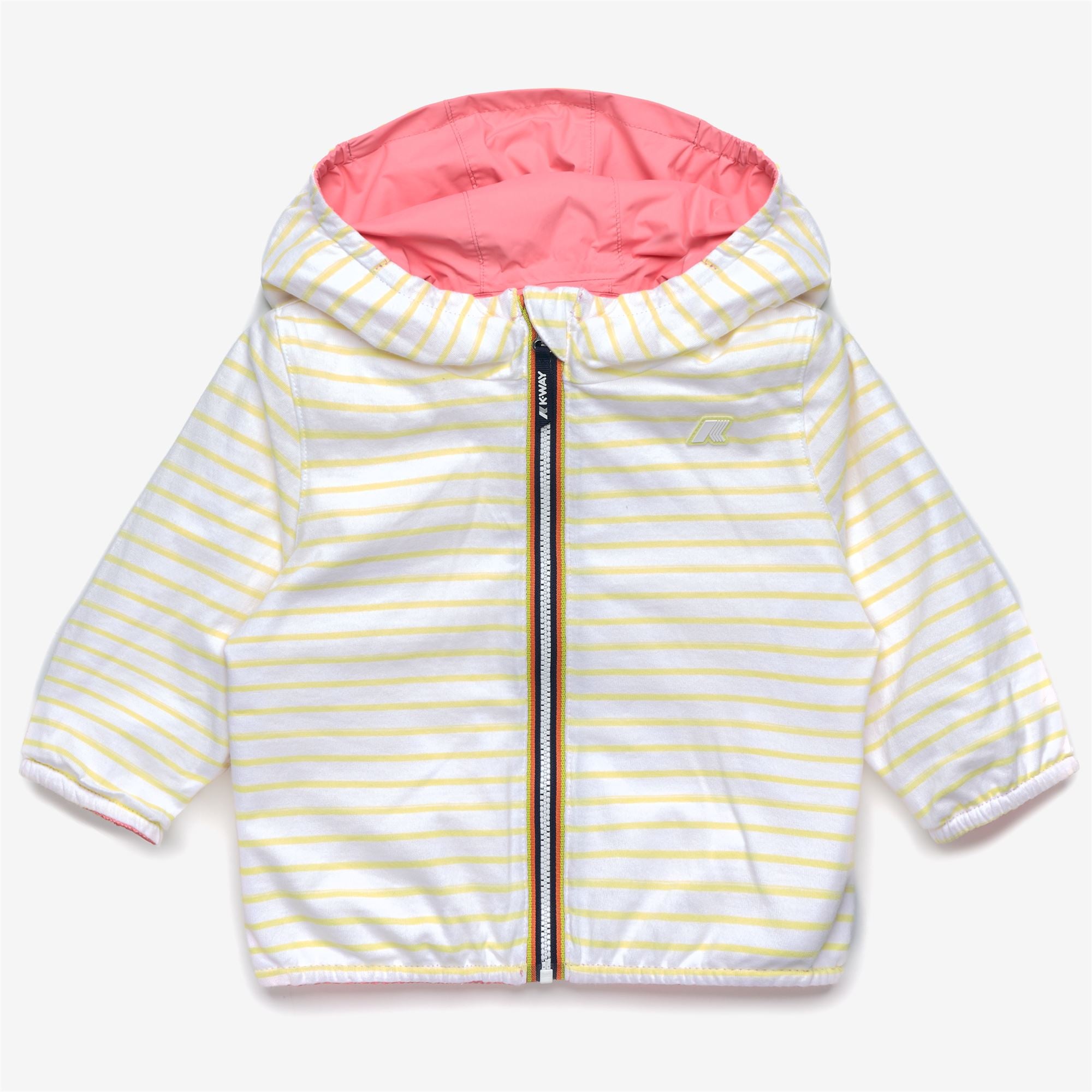 Jackets_Kid unisex_E. JAKE PLUS.2 JERSEY DOUBLE_Short_Pink Geranium - White - Yellow Lime - Commercial 3