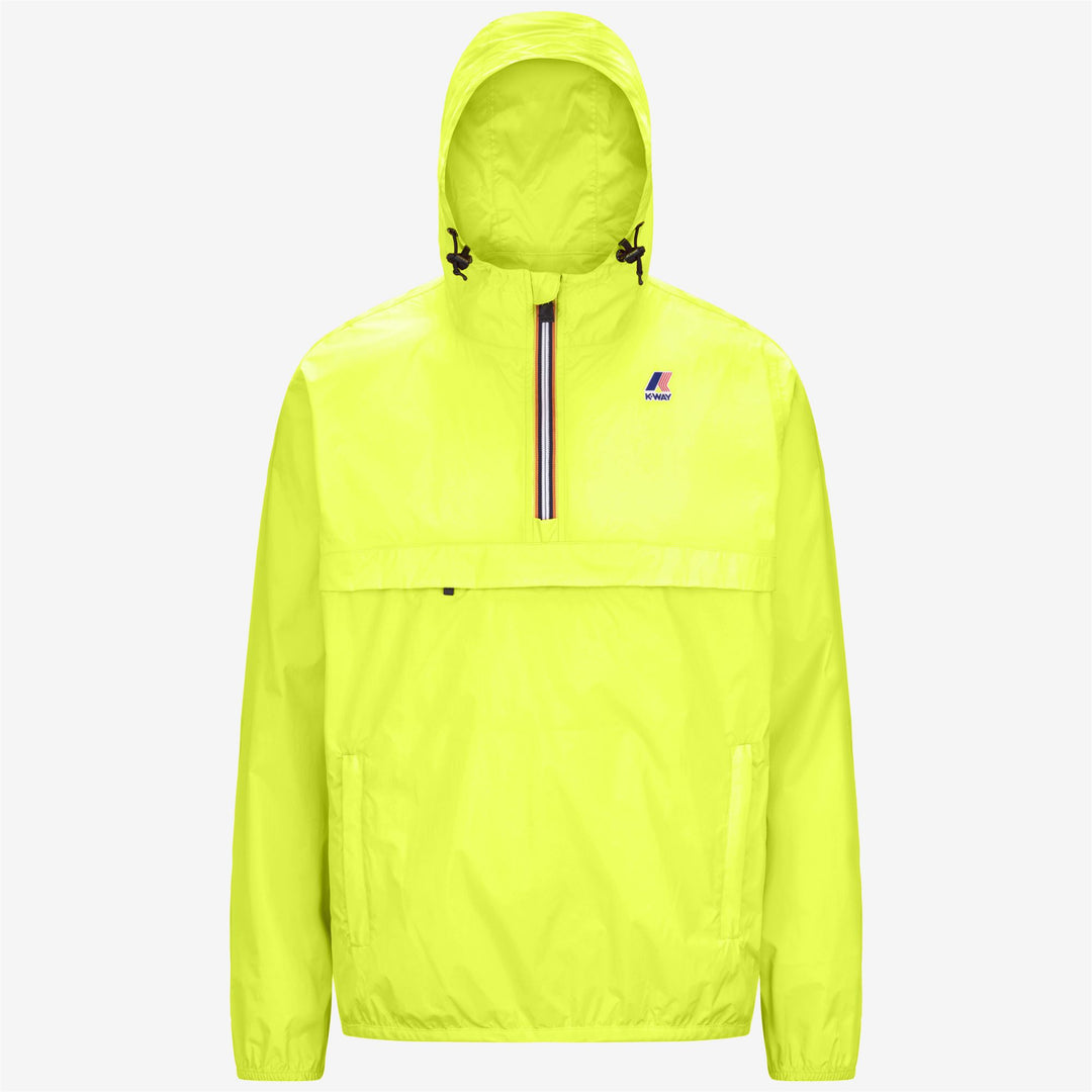 Chaqueta unisex amarilla plegable de longitud media con tejido impermeable 01