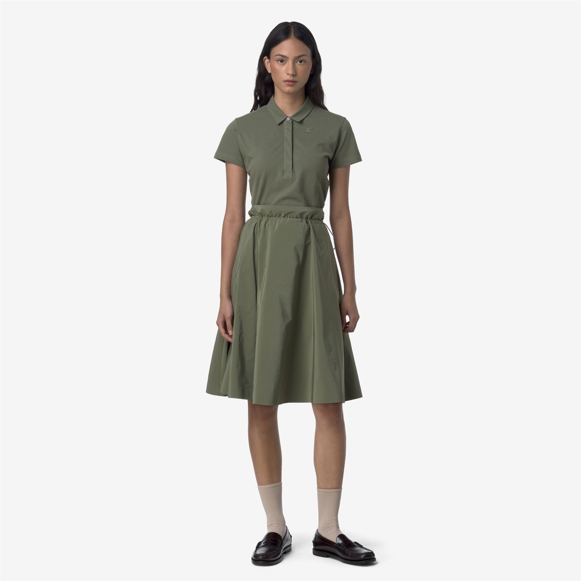 Skirts_WOMAN_GAELA PEACH COTTON LIKE_Longuette_Green Lichen - Commercial 4