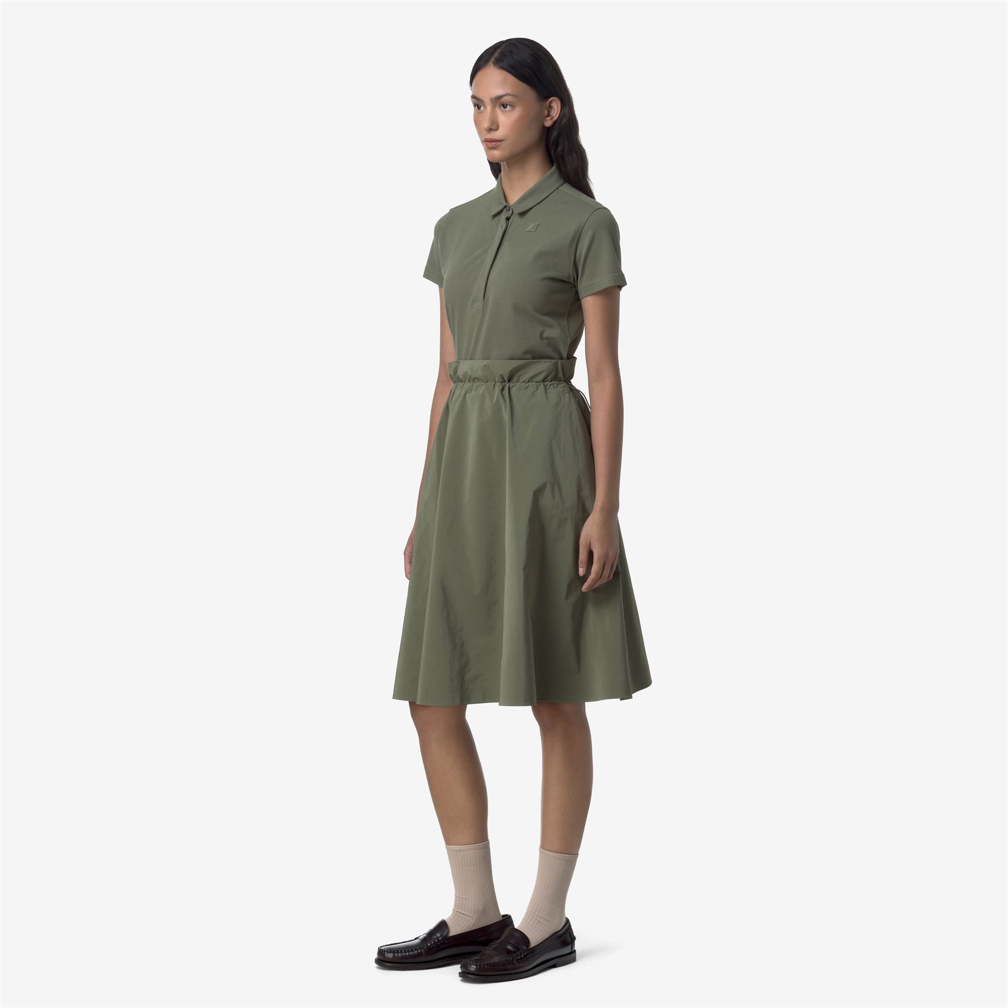 Skirts_WOMAN_GAELA PEACH COTTON LIKE_Longuette_Green Lichen - Commercial 5