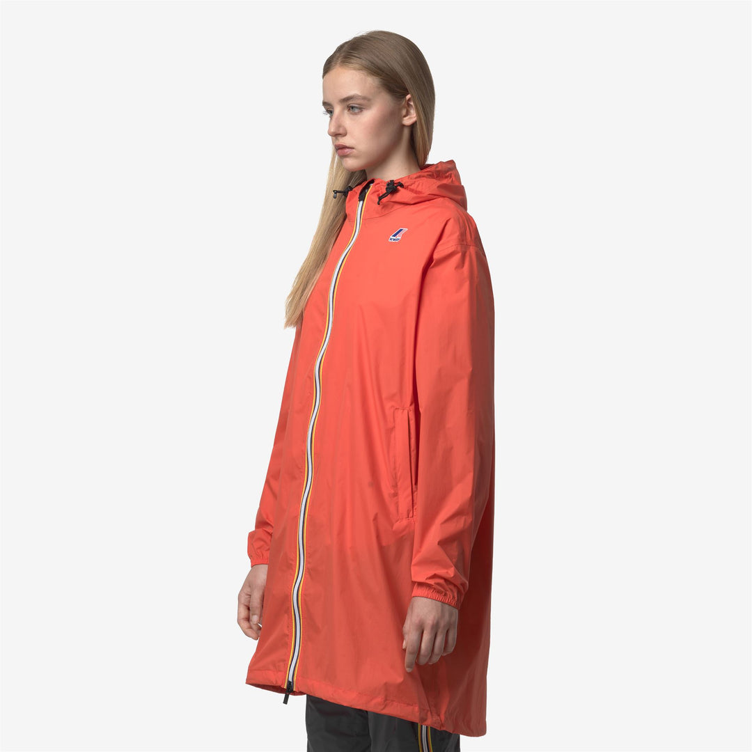 Chaqueta impermeable larga unisex naranja con diseño plegable main