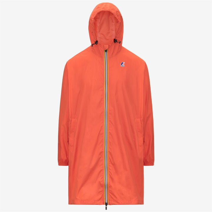 Chaqueta impermeable larga unisex naranja con diseño plegable 1