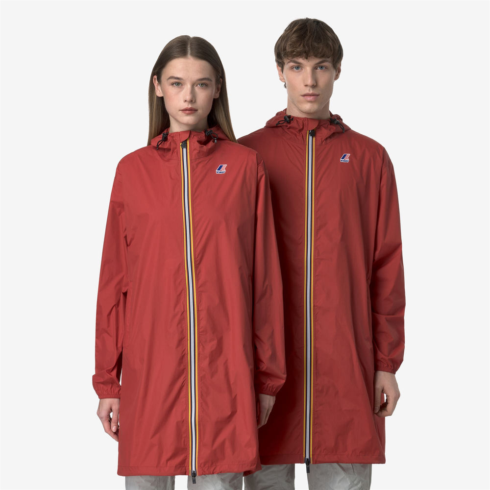Red unisex Packable Long Raincoat with Breathable Fabric 02