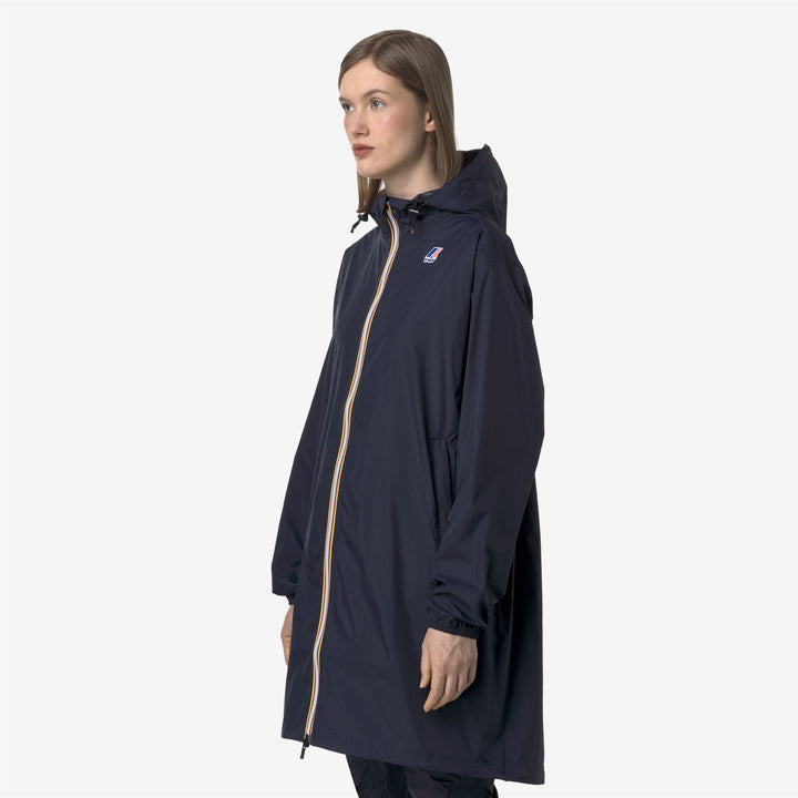 Blue Unisex Long Waterproof Raincoat with Packable Design 5