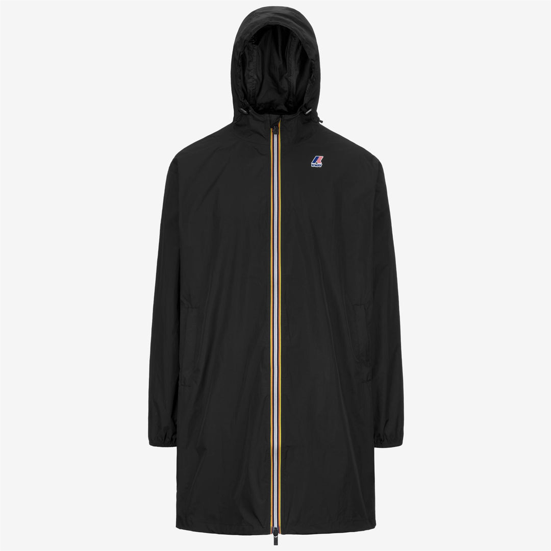 Black Grey Unisex Long Waterproof Jacket with Packable Design 01