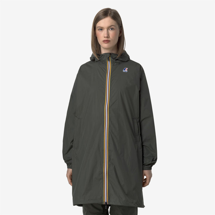 Blackish green Unisex Long Packable Rain Jacket with Recycled Nylon 4