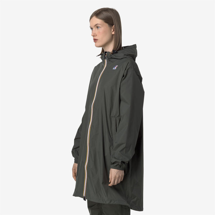 Blackish green Unisex Long Packable Rain Jacket with Recycled Nylon 5