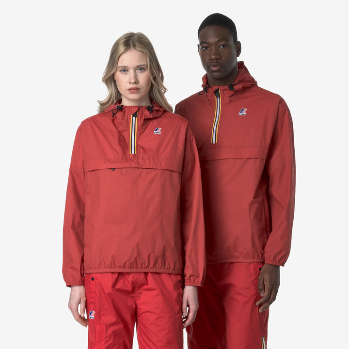 Chaqueta corta unisex resistente al clima y plegable marrón roja 3