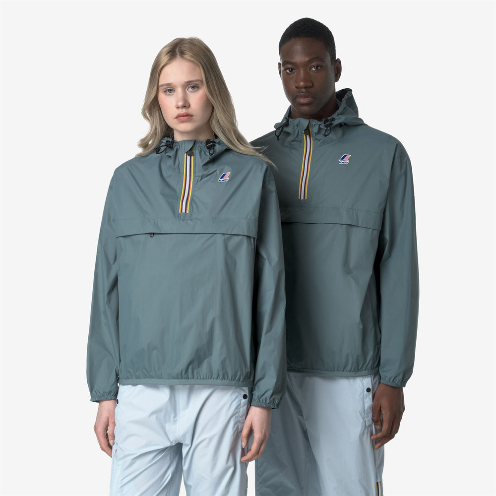 Chaqueta corta unisex plegable resistente al clima azul y verde 02