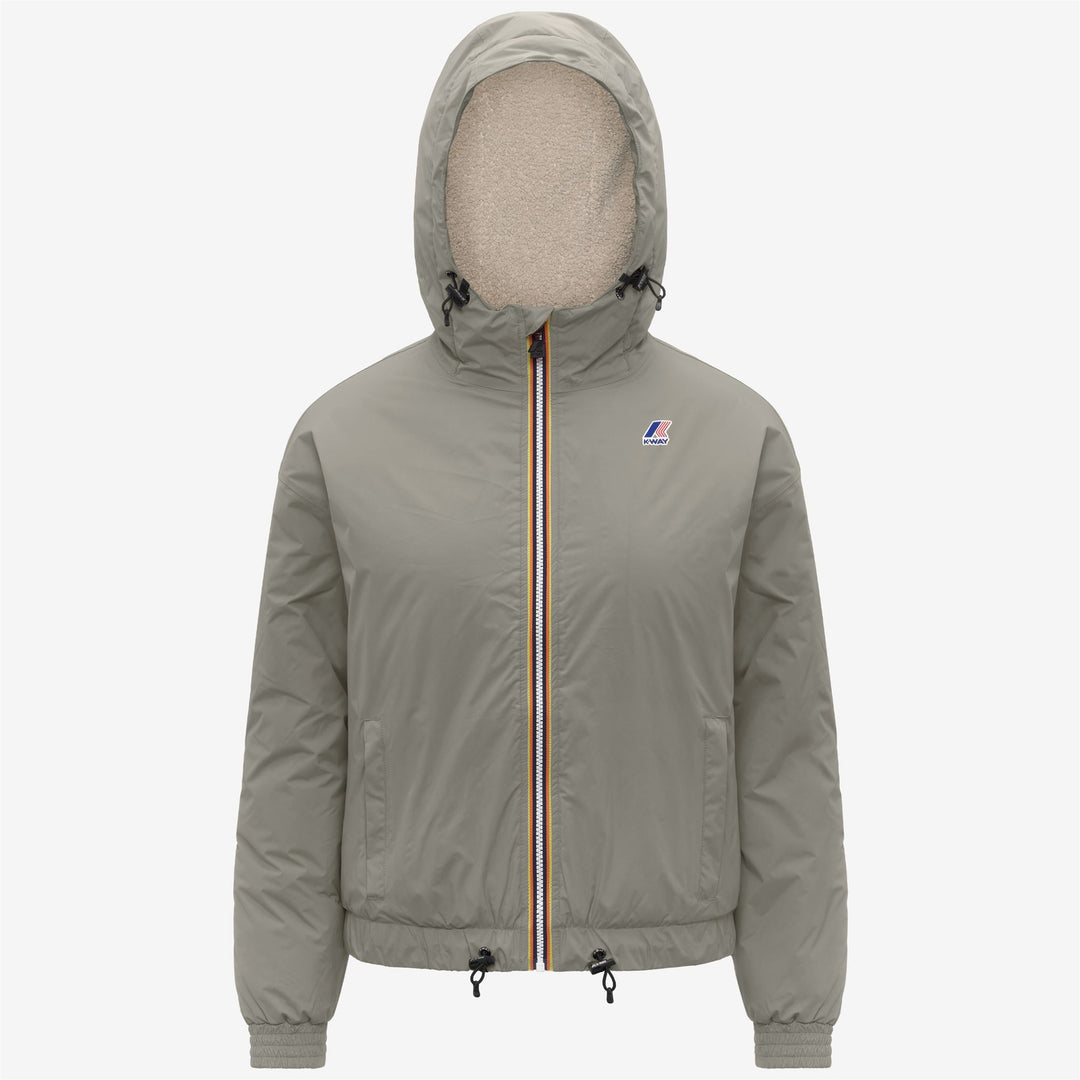 Chaqueta corta aislante con capucha para mujer, color verde 01