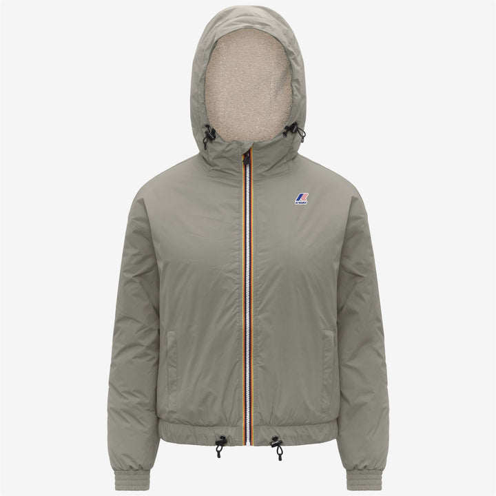 Chaqueta corta aislante con capucha para mujer, color verde 1