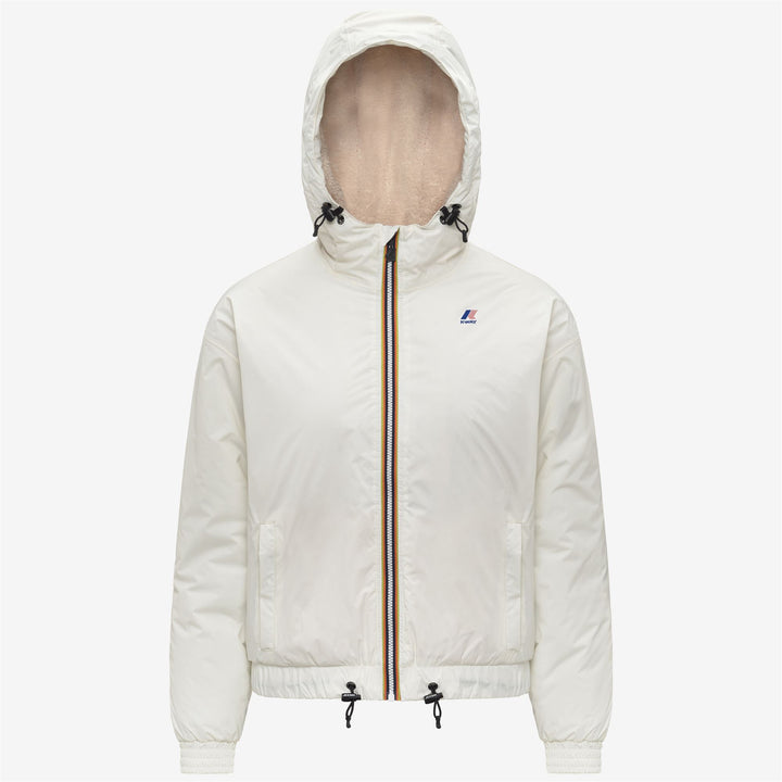 Chaqueta corta impermeable blanca para mujer con forro de sherpa 11