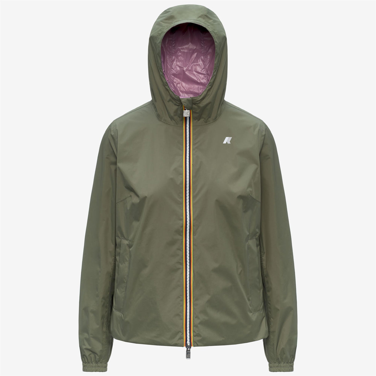 Jackets_Woman_LIL 2.0 PLUS.2 DOUBLE_Short_Green Lichen - Violet Glicine - Commercial 1