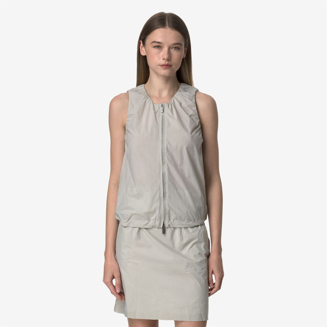 Beige Grey Women's Summer Sleeveless Top with UV Protection 01