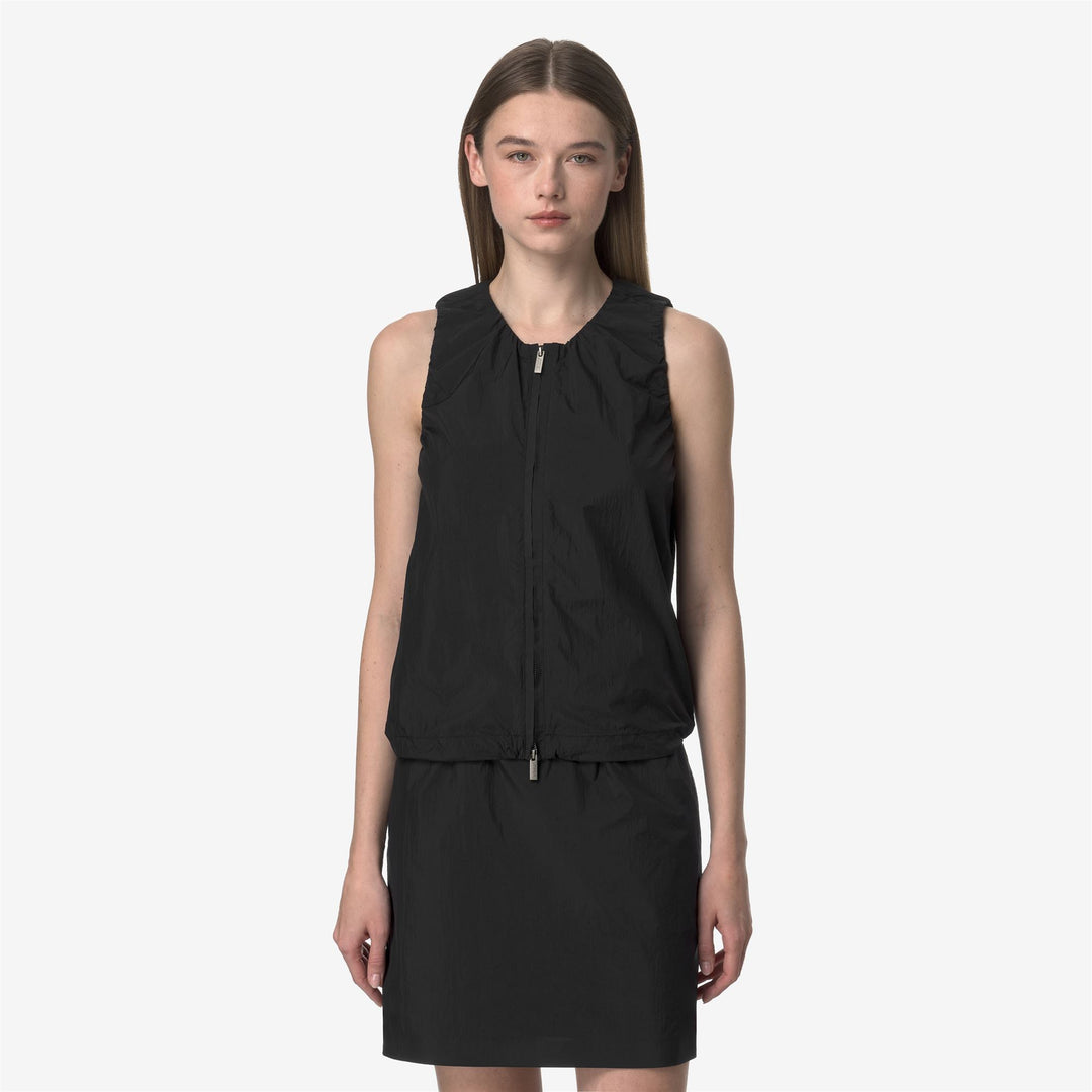 Black Grey Women's Summer Top with Adjustable Drawstring 01
