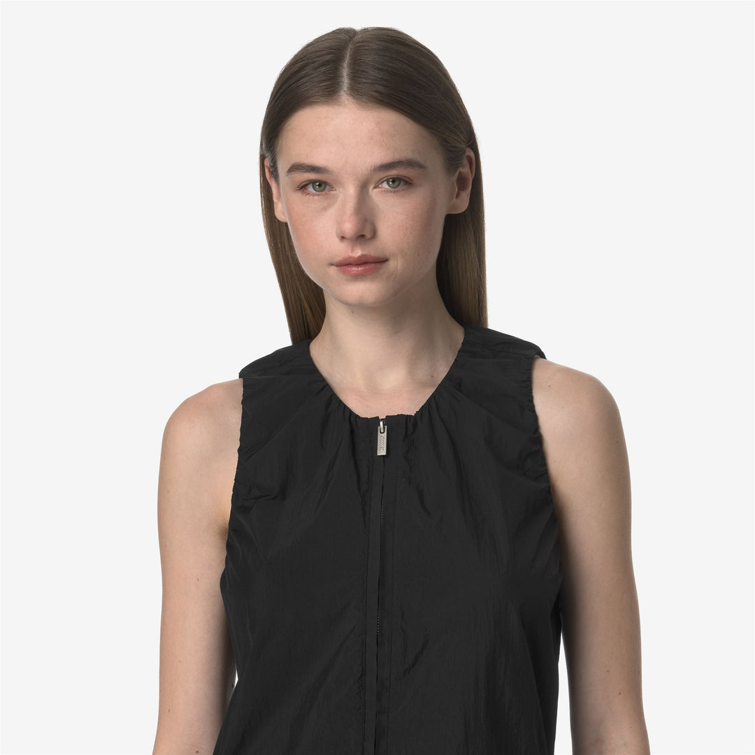 Black Grey Women's Summer Top with Adjustable Drawstring main