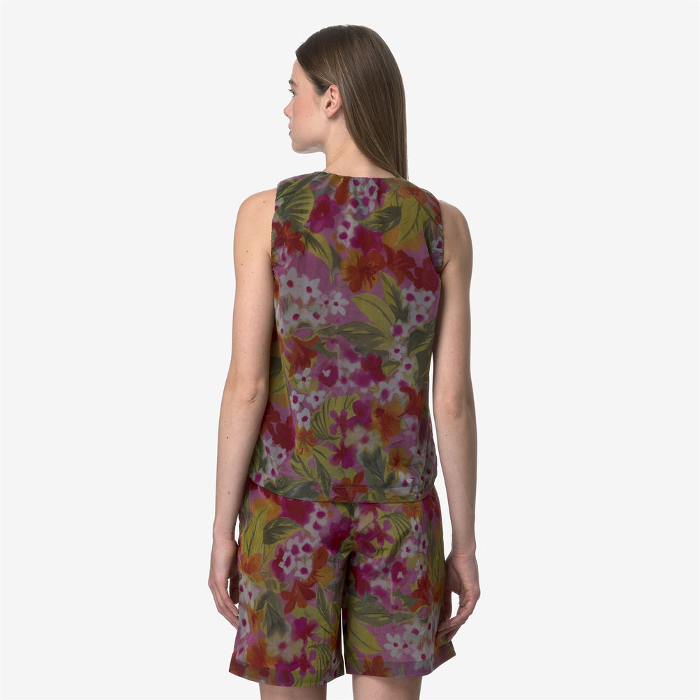 Floral Green Women's Summer Sleeveless Top with Adjustable Drawstring 02
