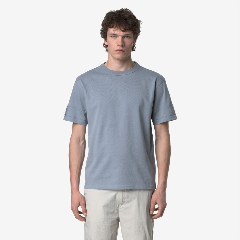 Grey Blue Men's Casual Cotton T-Shirt with Sporty Design 02