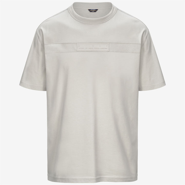 T-shirt casual da uomo beige con applicazioni in silicone stampate 1