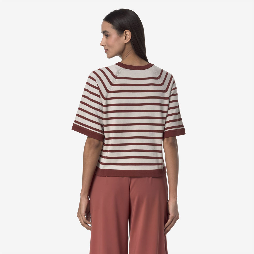 Suéter de punto a rayas gris beige para mujer de verano main