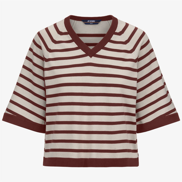 Suéter de punto a rayas gris beige para mujer de verano 1