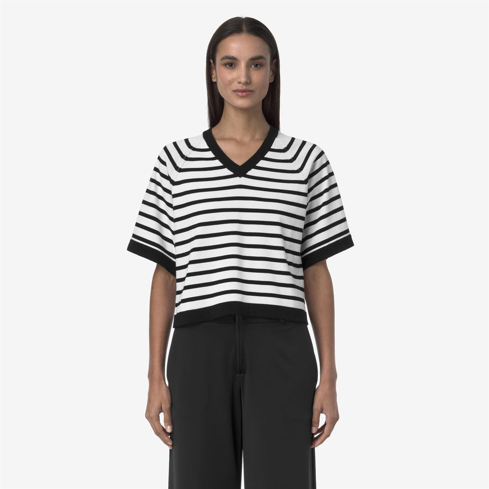 Grey striped Women's Cotton Knit Pullover Sweater 02