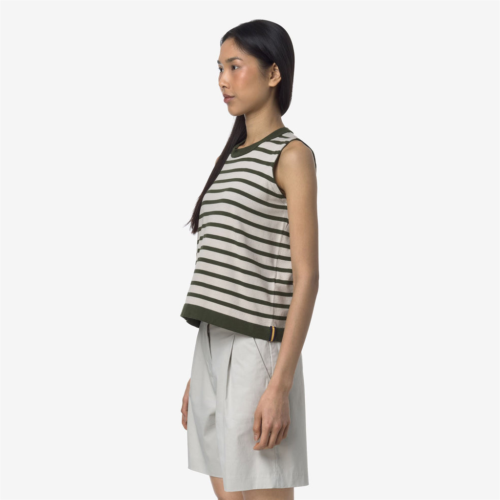 Knitwear_WOMAN_GERI STRIPES_Vest_BEIGE LT - Green Lichen - Commercial 5