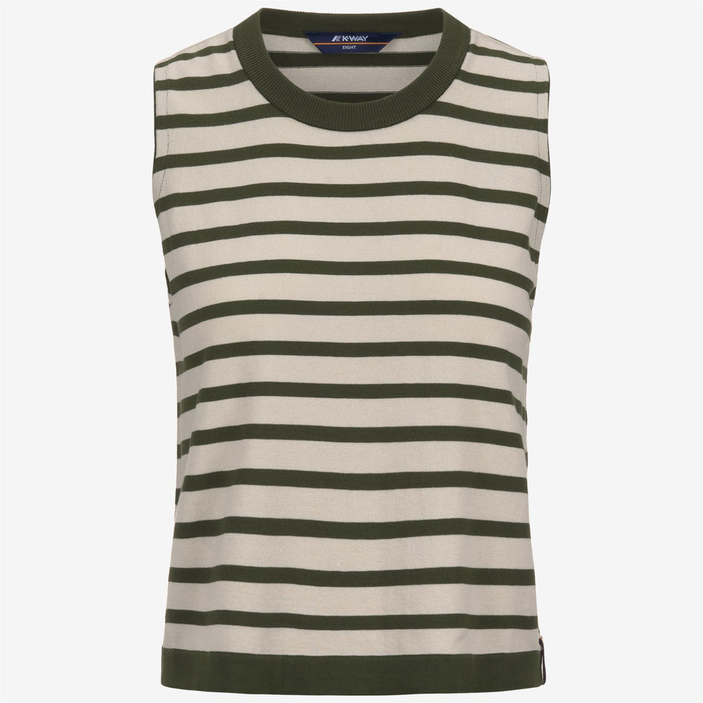 Knitwear_WOMAN_GERI STRIPES_Vest_BEIGE LT - Green Lichen - Commercial 1