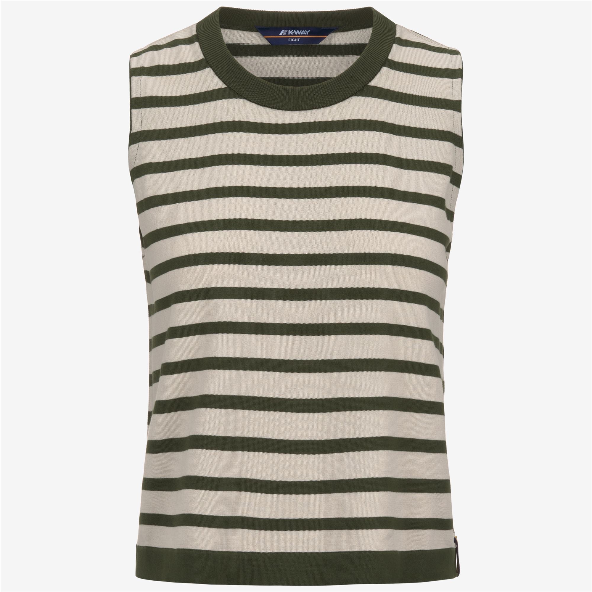Knitwear_WOMAN_GERI STRIPES_Vest_BEIGE LT - Green Lichen - Commercial 1