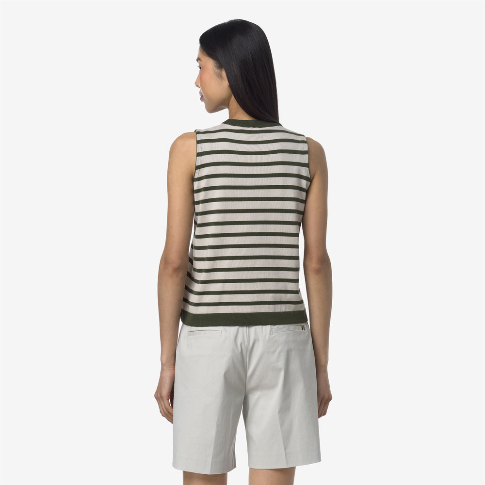 Beige grey Women's Striped Cotton Summer Vest 02