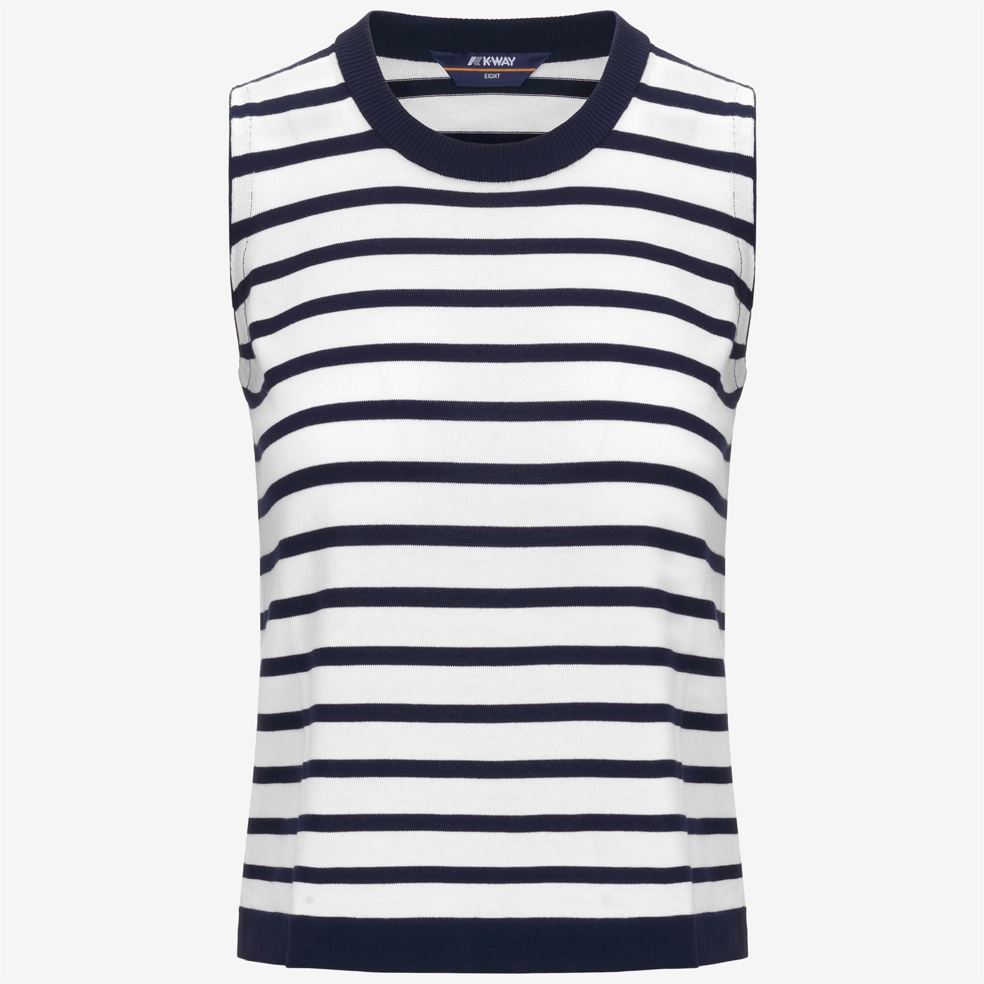 Knitwear_WOMAN_GERI STRIPES_Vest_White - Blue Depth - Commercial 1